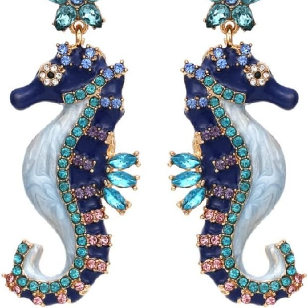 Seahorse Earrings for Women, Ocean Seahorse Earrings, Starfish Dangle Earring Hy